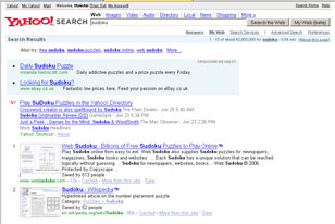 Rendering of Yahoo Results with thumbnails positioned on the results